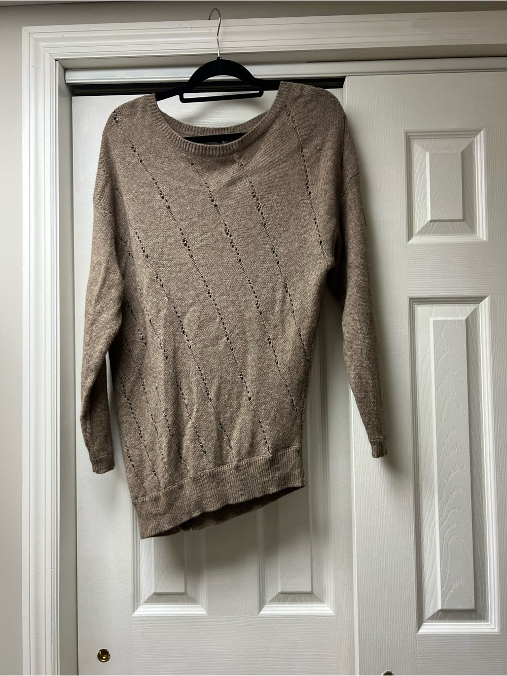 Vince Taupe Pointelle Crewneck Sweater